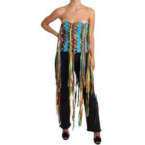 Dolce & Gabbana Rainbow LaceUp Corset Top TSH3405 Women Multicolor Tops &